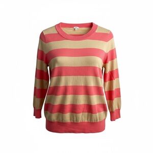 J.Crew Tippi Sweater in Colorblock Stripe - Pink & Tan - Size M